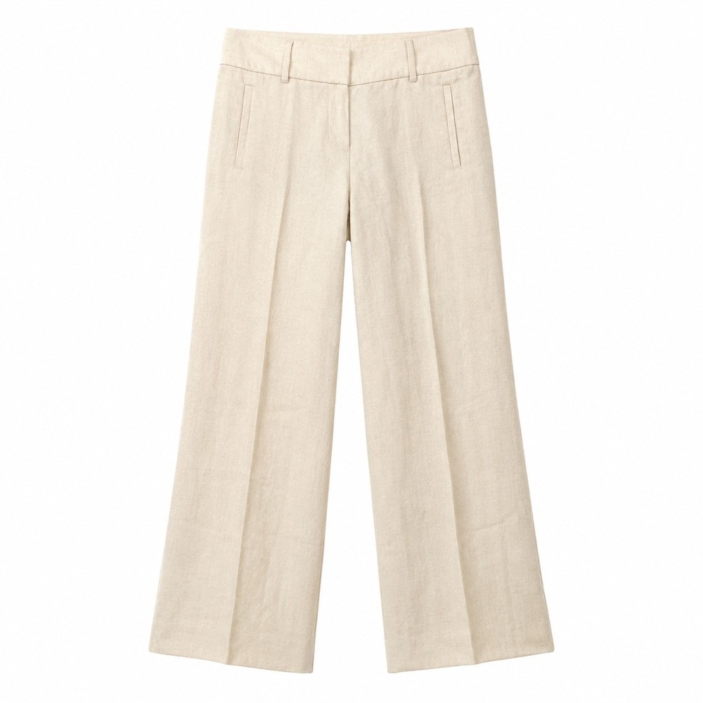 LOFT Marisa Trouser Linen Pant Sz 2 Ivory/Cream Low-Rise Business Casual Summer